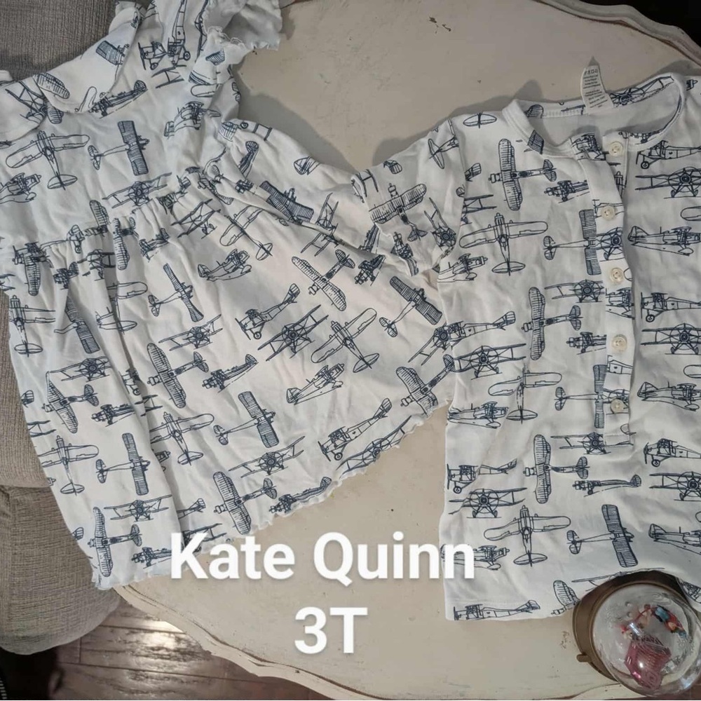 Kate Quinn Blue and White Airplane Set